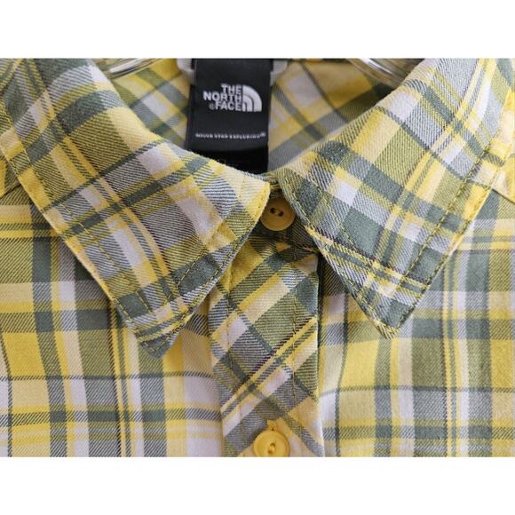 THE NORTH FACE Women's M Shirt Dandelion Yellow Plaid Button Up Zip Pocket 38" - Picture 5 of 12